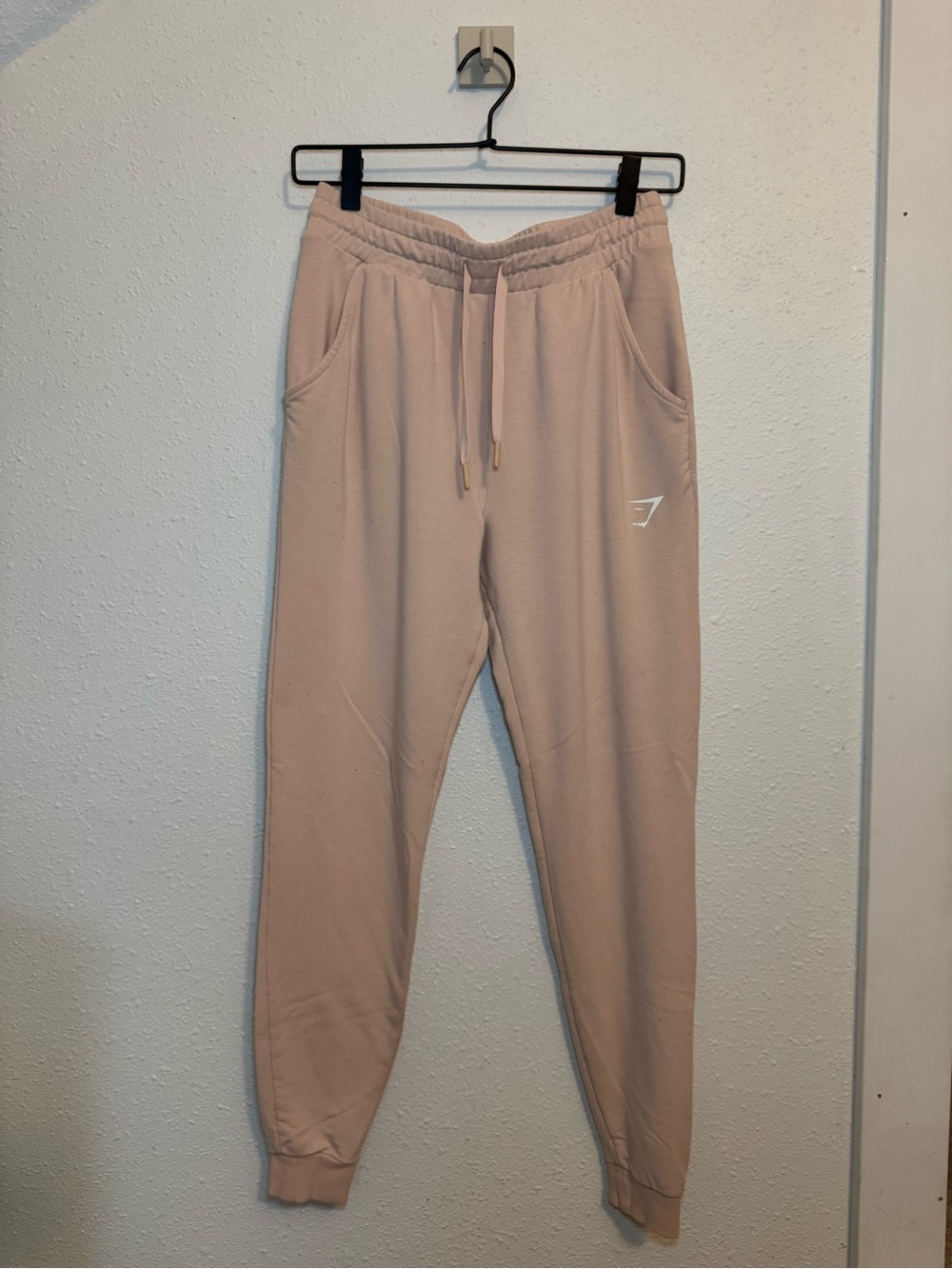Snug Fit Light Pink Gymshark Jogger Pants with Drawstring Small